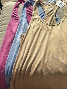 Women’s Racerback Tank Top - Beige, Light Blue, Hot pink set of 3!
